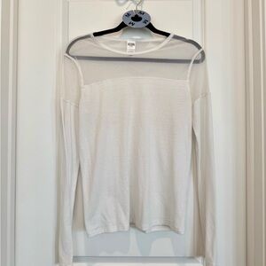 Athletic White Sheer Panel Top